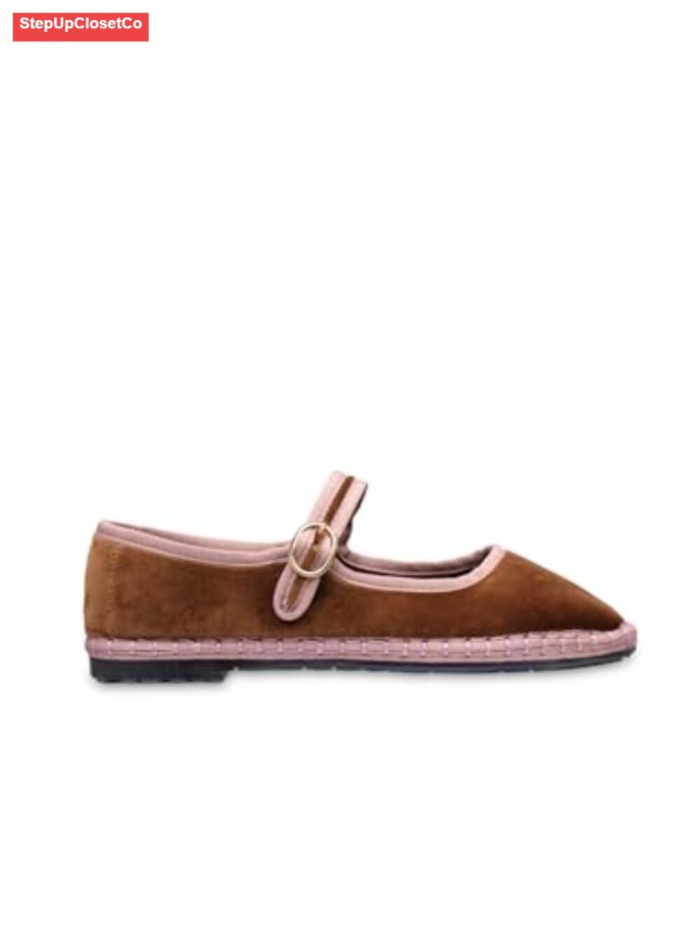 Women's Velvet Mary Jane Flats with Buckle Strap